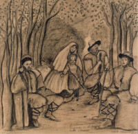 Carbón sobre papel.
Charcoal on paper.
34x32 cm.